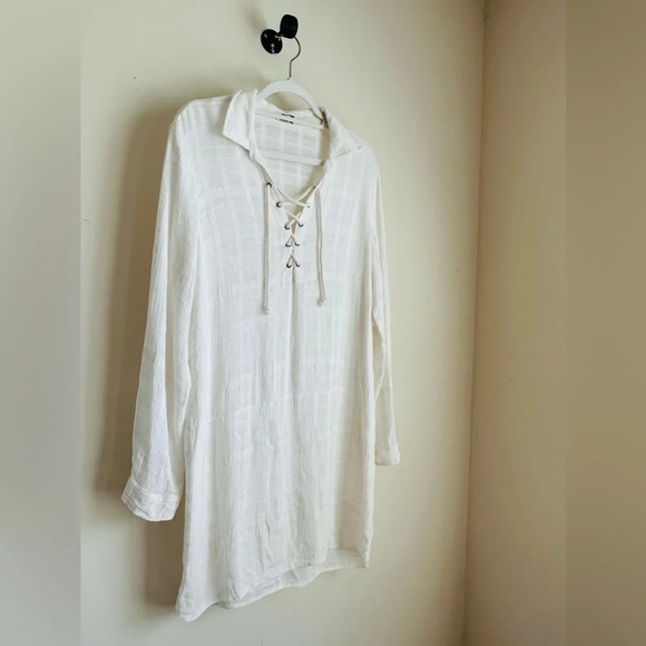 Splendid Sandbar Stripe Lace Up Dress in Natural - Size M - Picture 4 of 12